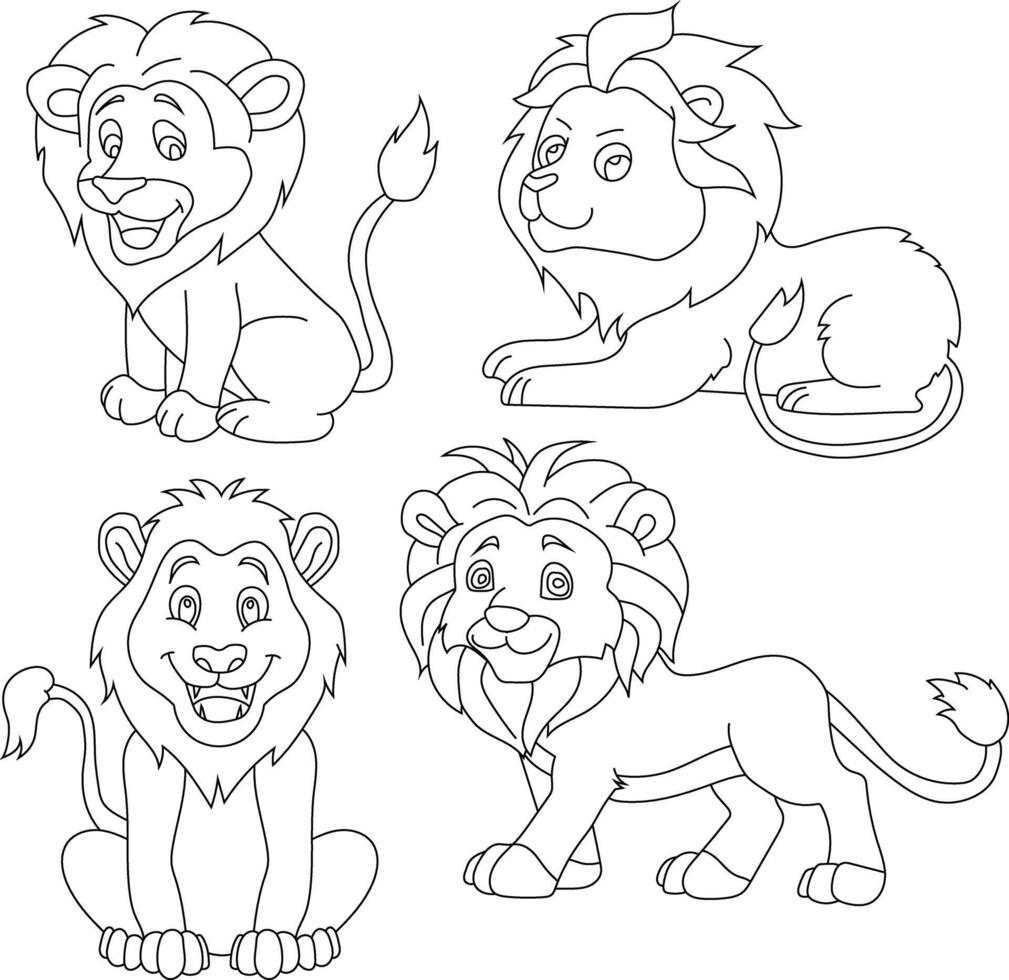 leão clipart definir. desenho animado selvagem animais clipart conjunto para amantes do animais selvagens vetor