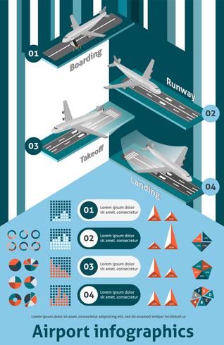 Conjunto de infográfico de aeroporto vetor