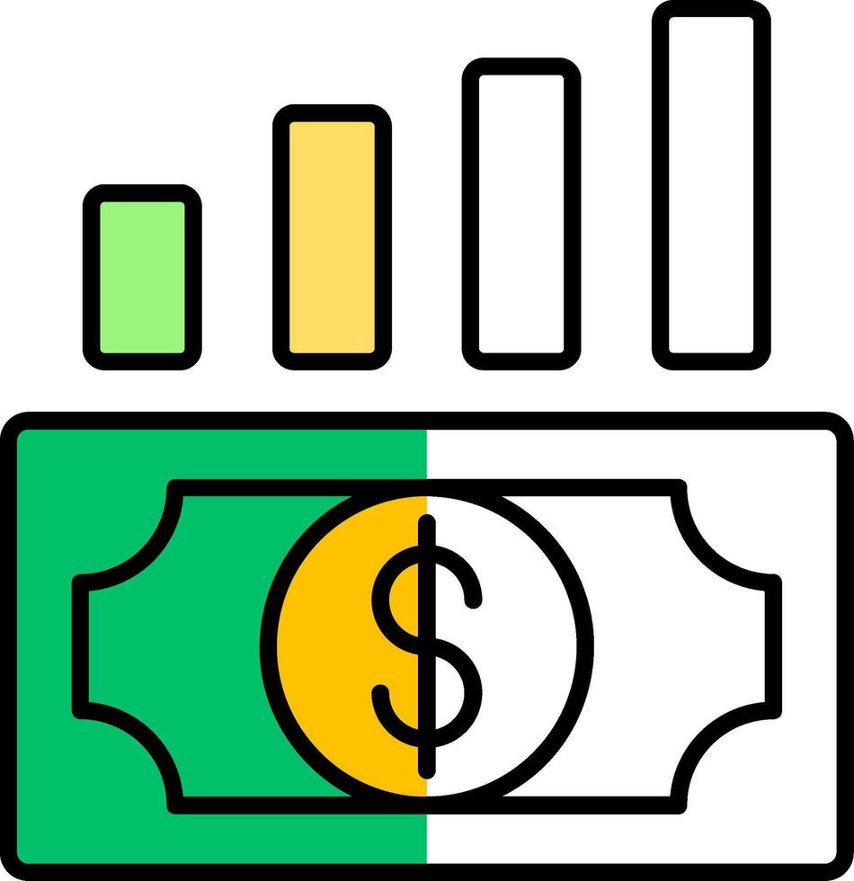 dinheiro crescimento preenchidas metade cortar ícone vetor