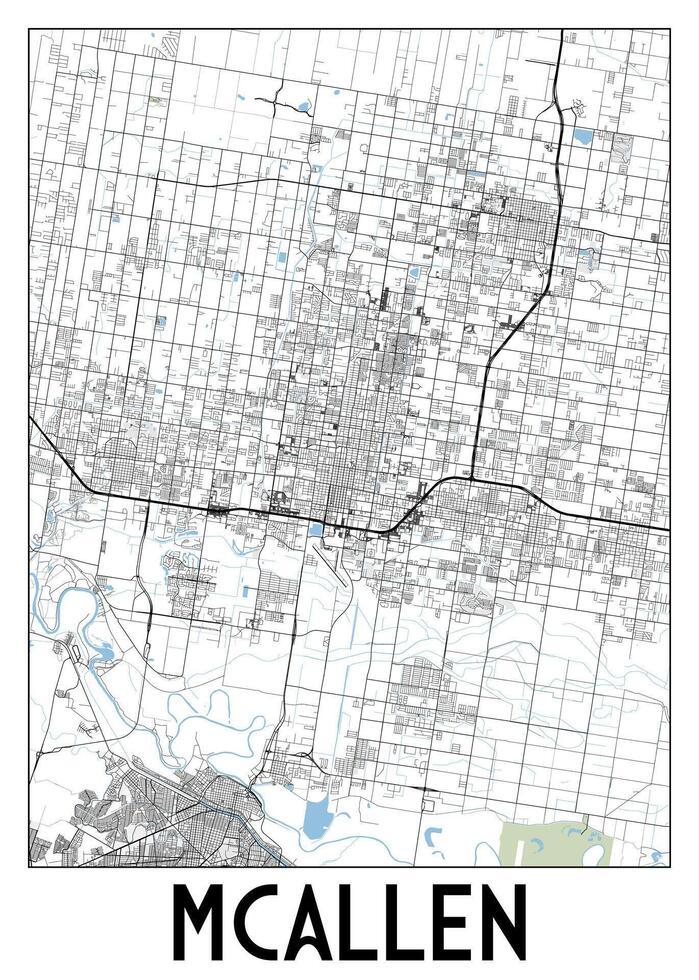 poster mapa arte do Mc Allen, texas, EUA vetor