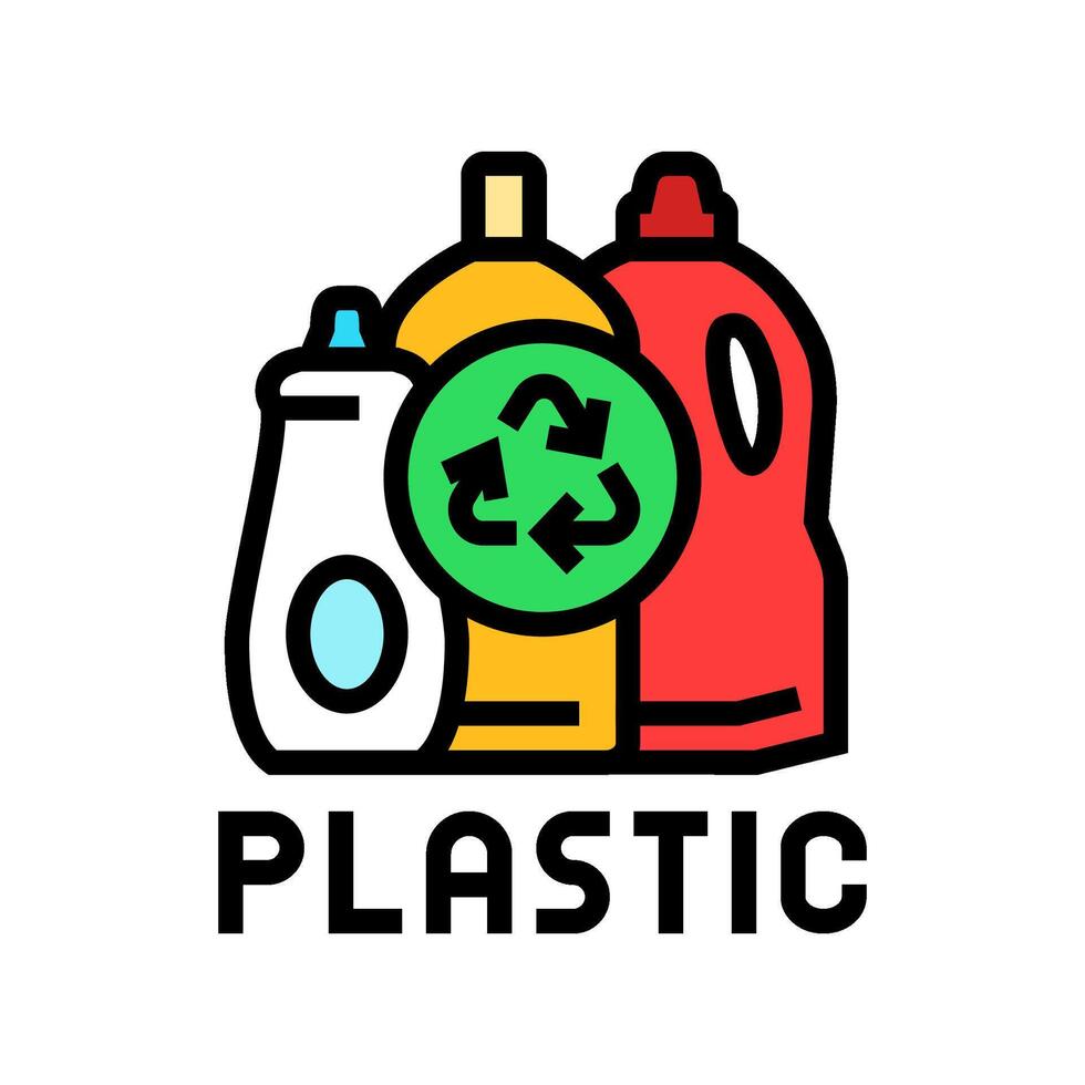 plásticos reciclando cor ícone ilustração vetor