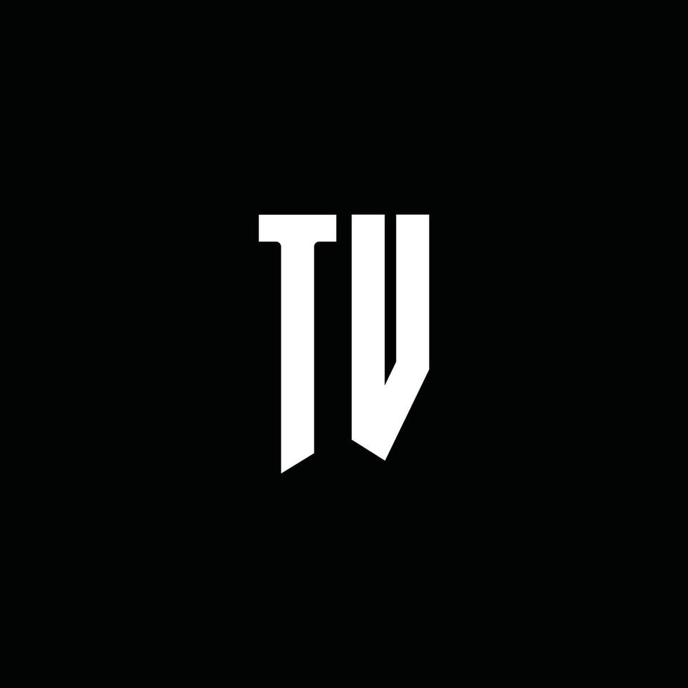 monograma do logotipo da tv com o estilo do emblema isolado em fundo preto vetor