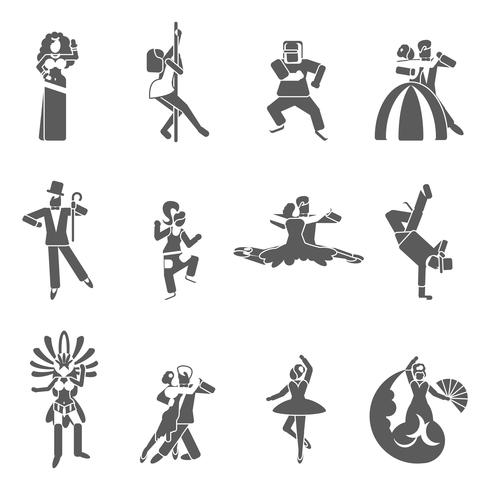 Conjunto de ícones de dança vetor