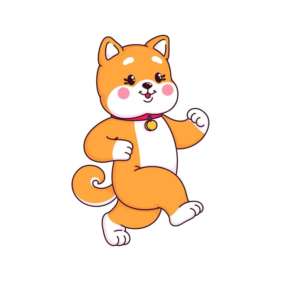 desenho animado japonês feliz Shiba inu personagem vetor