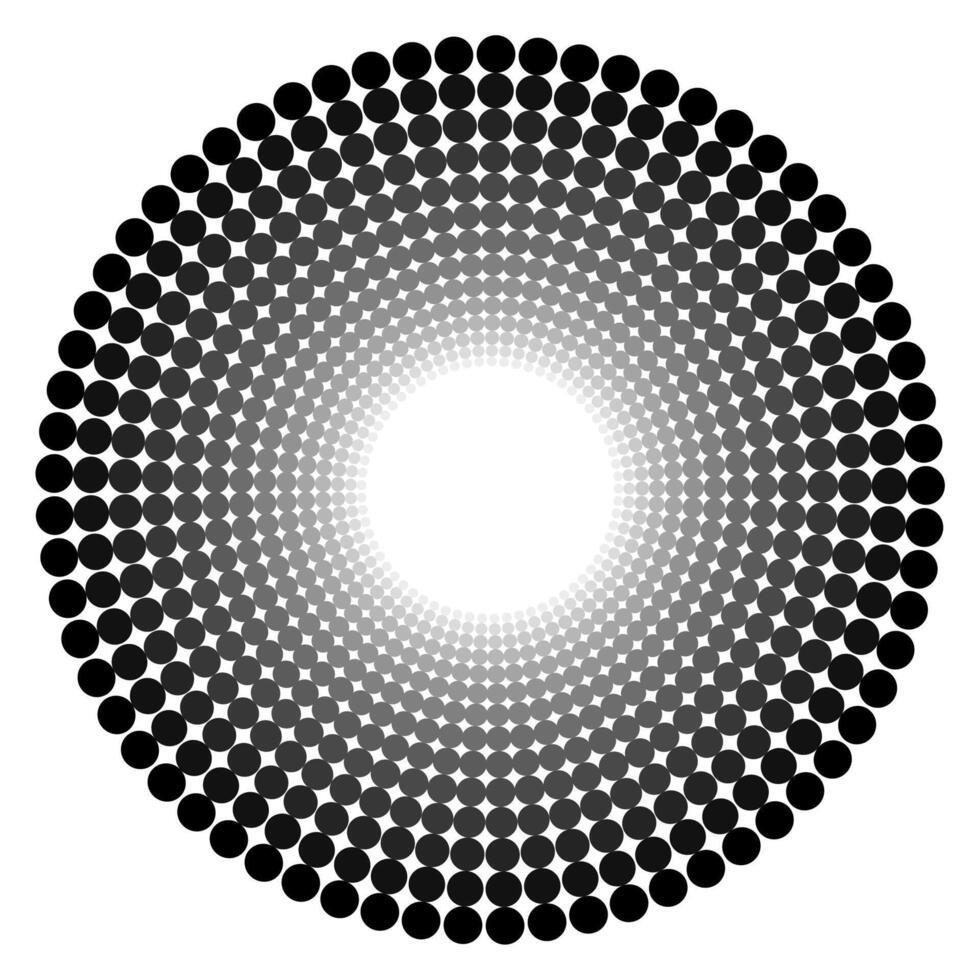 abstrato geométrico padronizar dentro a Formato do ampla e pequeno polca pontos arranjado dentro uma círculo em uma cinzento fundo vetor