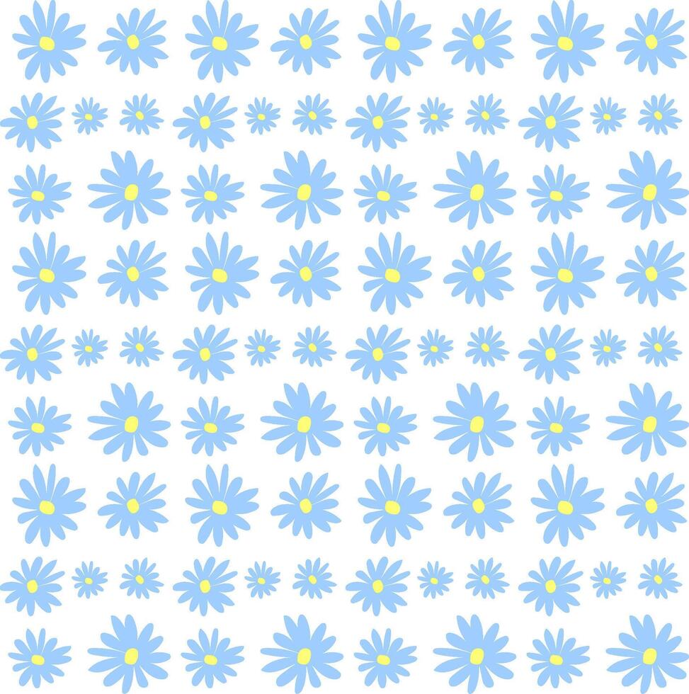 desatado floral padronizar do azul flores em uma branco fundo vetor