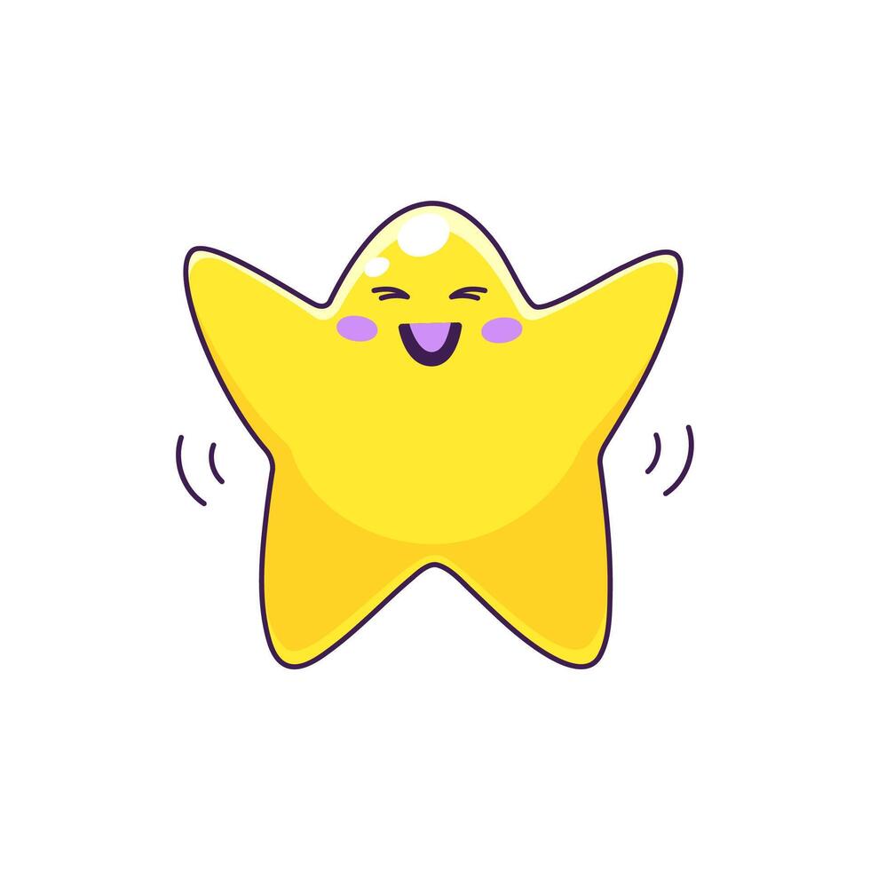 desenho animado fofa estrela, kawaii cintilação emoji personagem vetor