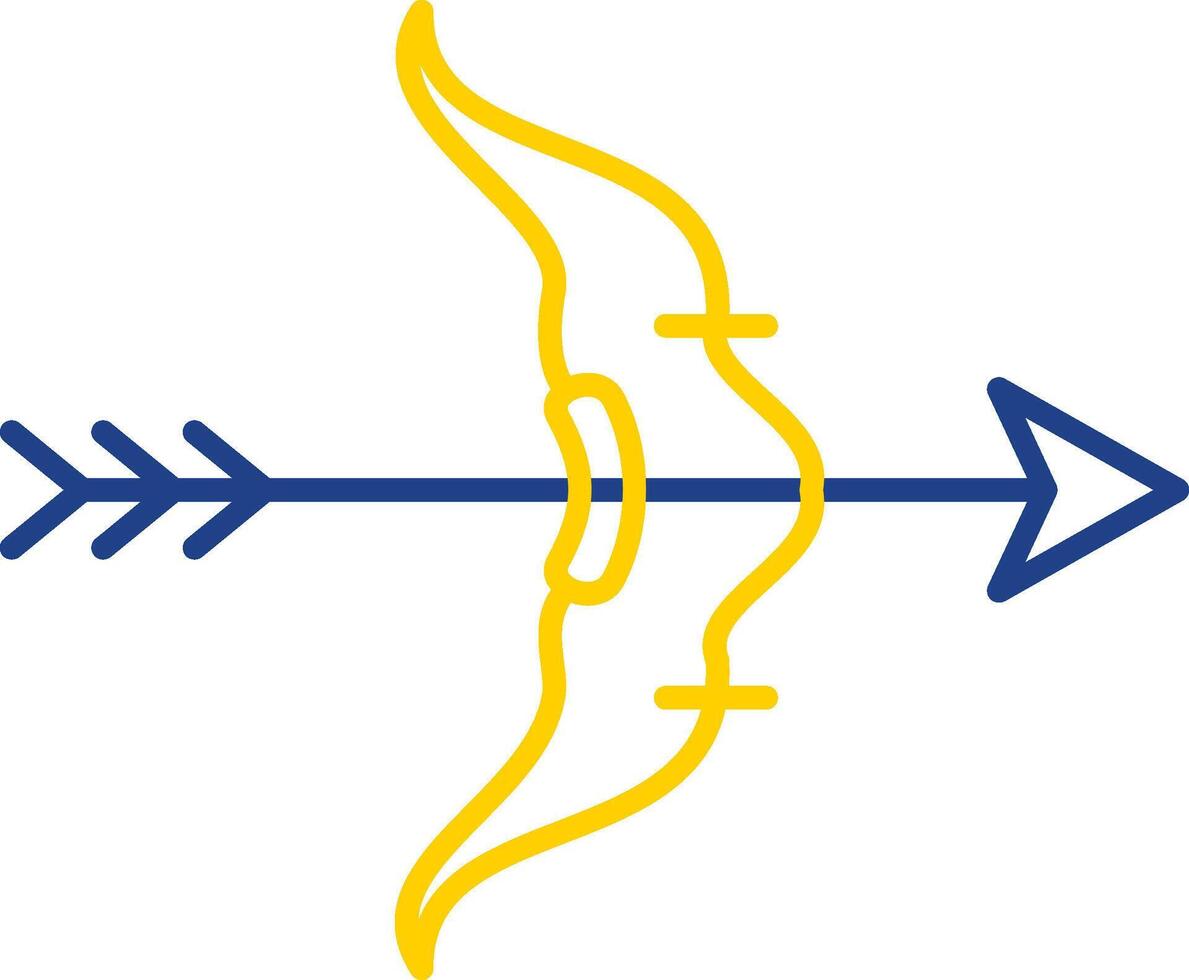 arco e flecha linha ícone de duas cores vetor