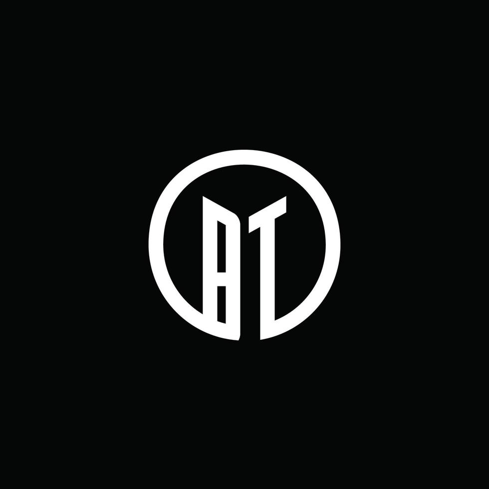 Logotipo do monograma bt isolado com um círculo giratório vetor