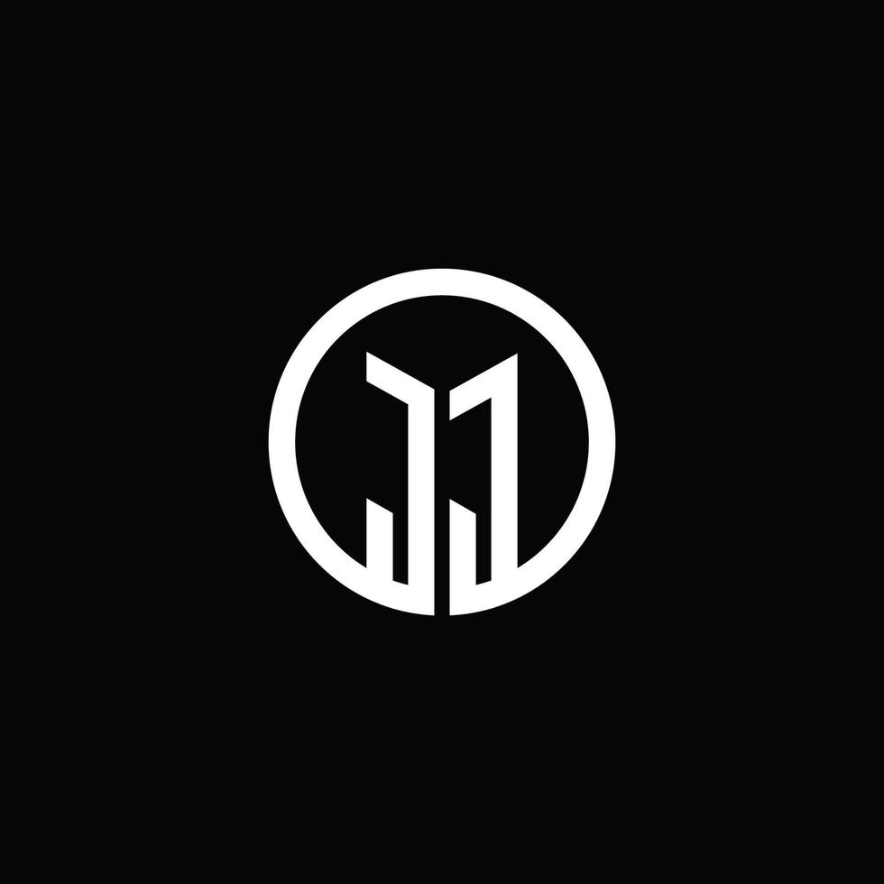 Logotipo do monograma jj isolado com um círculo giratório vetor