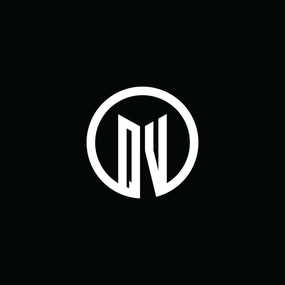 logotipo do monograma qv isolado com um círculo giratório vetor