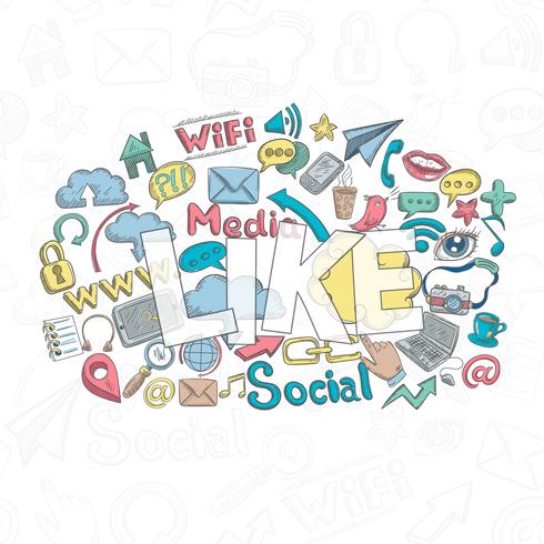 Doodle social como vetor