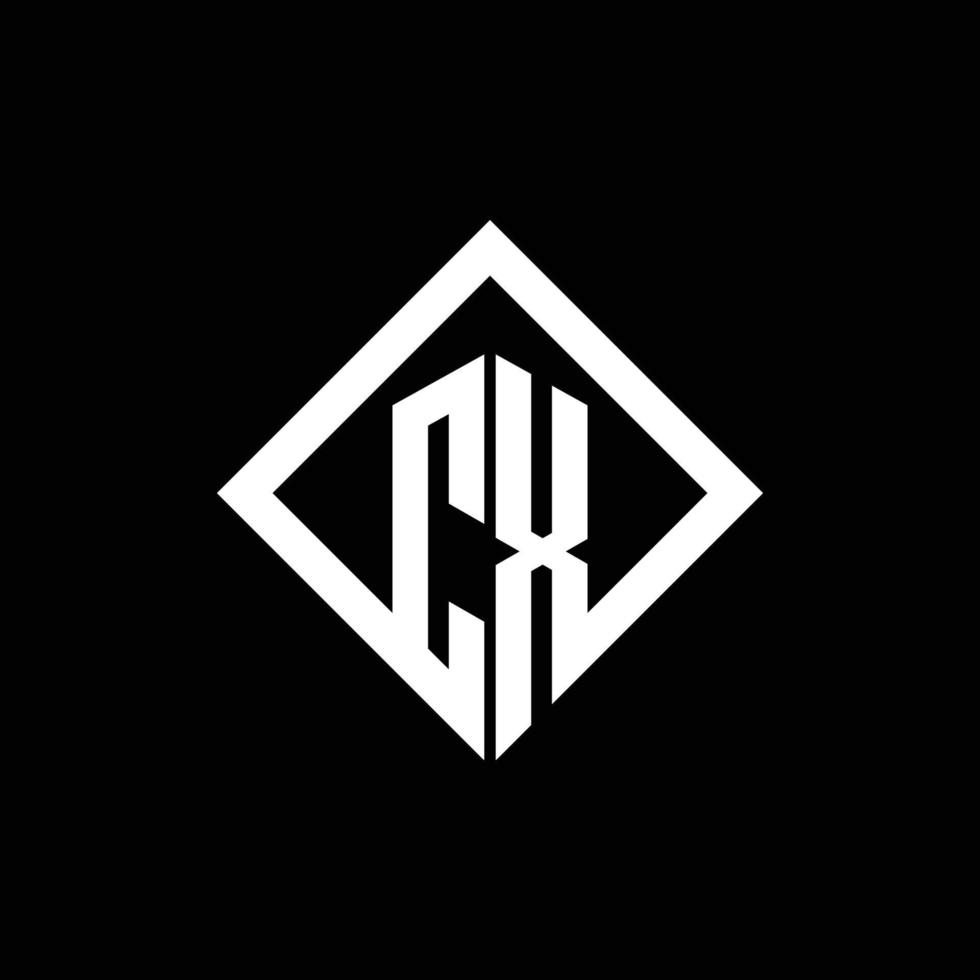 Monograma do logotipo cx com modelo de design de estilo de rotação quadrada vetor