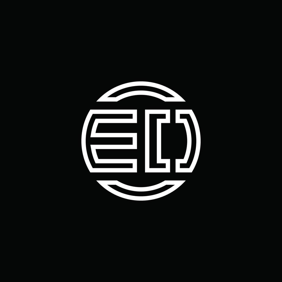 Monograma do logotipo do eo com modelo de design arredondado de círculo negativo vetor