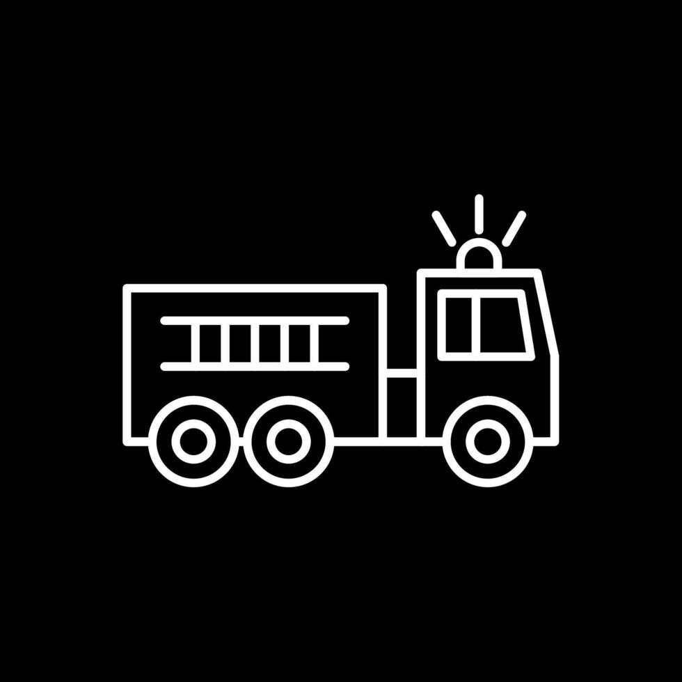 ícone invertido de linha de caminhão de bombeiros vetor