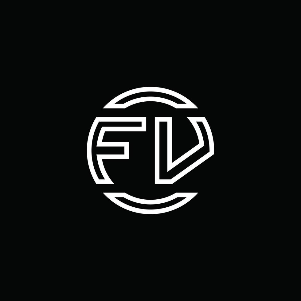 Monograma do logotipo da fv com modelo de design arredondado de círculo de espaço negativo vetor