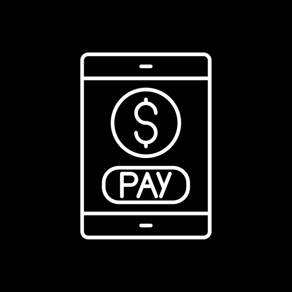 ícone invertido de linha de pagamento móvel vetor