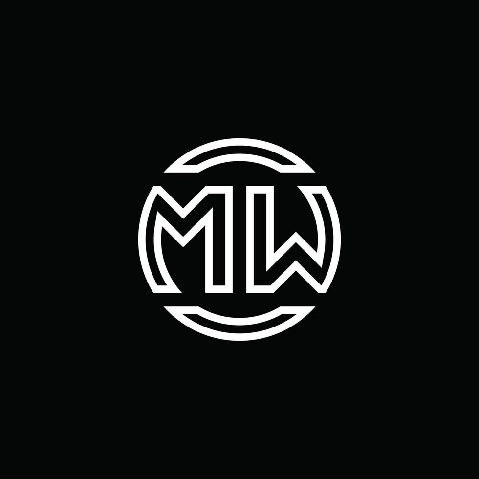 Monograma do logotipo mw com modelo de design arredondado de círculo de espaço negativo vetor