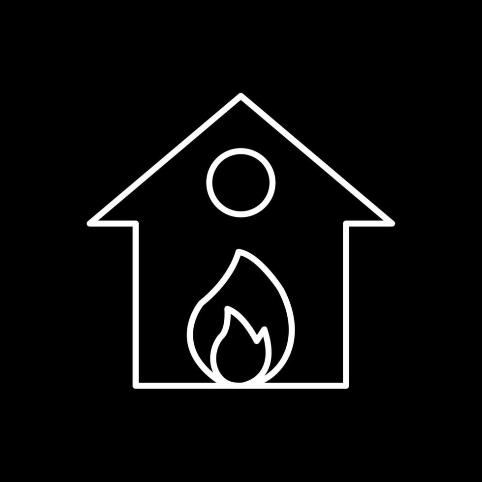 queimando casa linha invertido ícone vetor