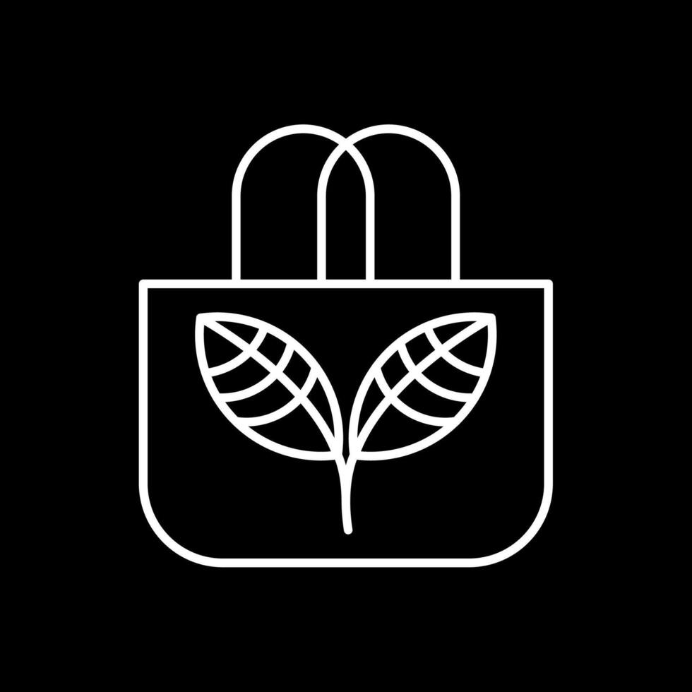 ícone invertido de linha de saco ecológico vetor