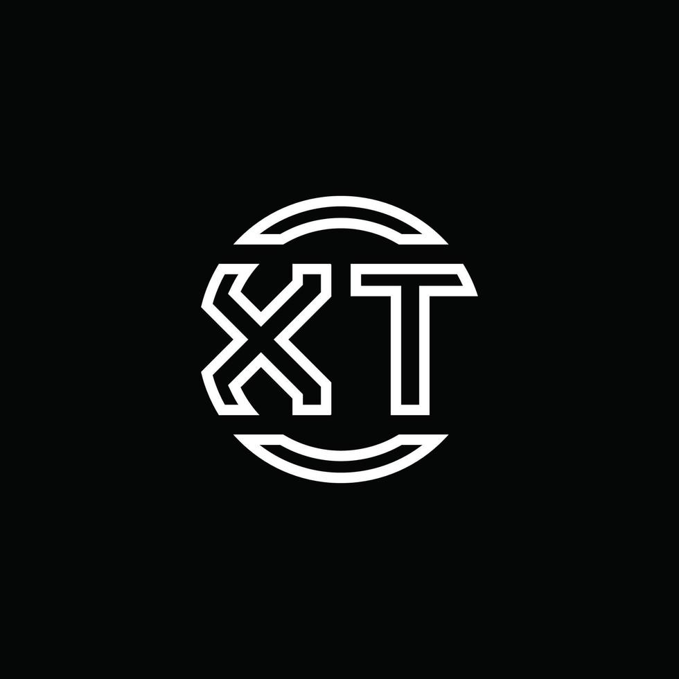 Monograma do logotipo xt com modelo de design arredondado de círculo de espaço negativo vetor
