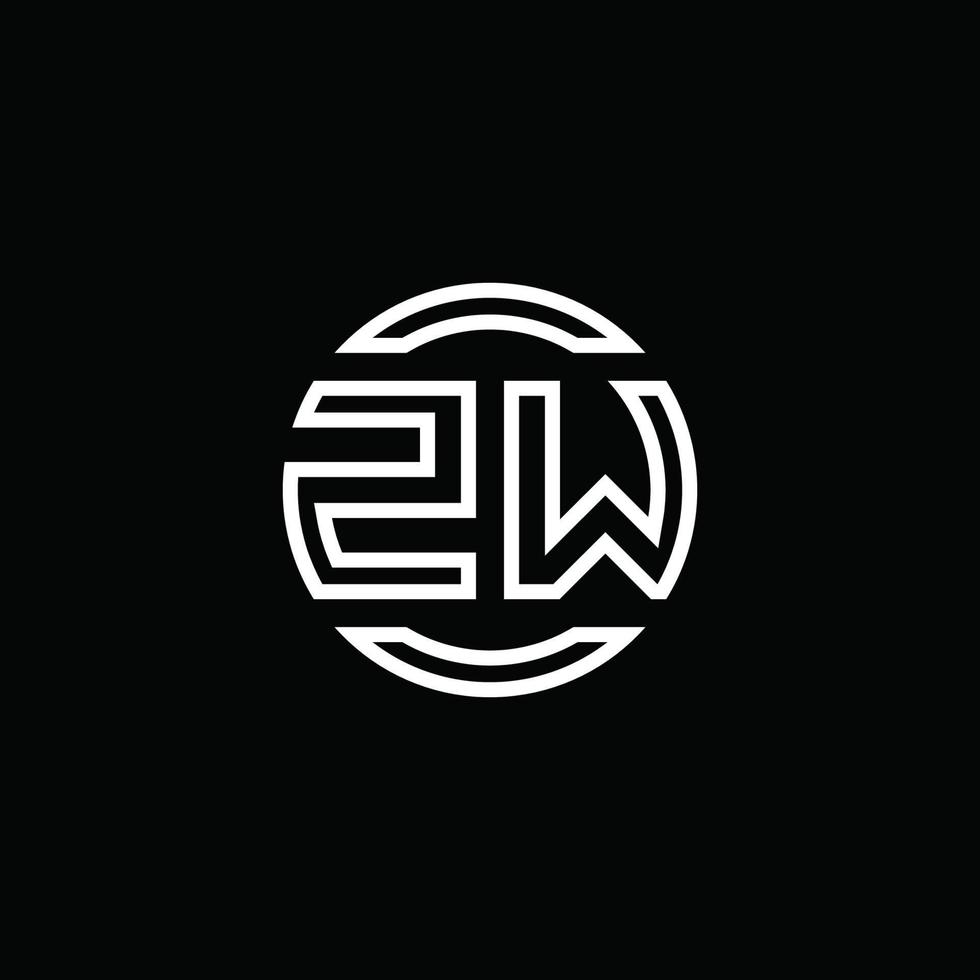 Monograma do logotipo zw com modelo de design arredondado de círculo de espaço negativo vetor