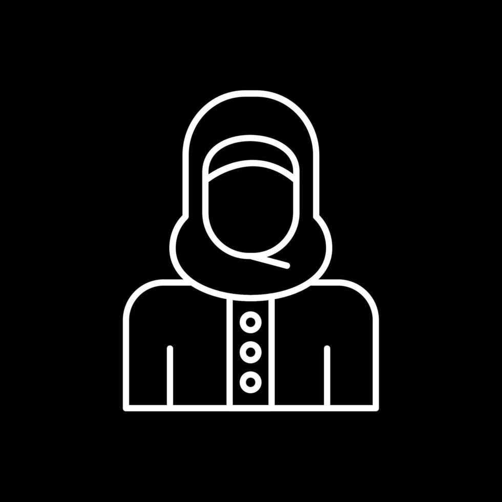 ícone invertido de linha de mulher islâmica vetor