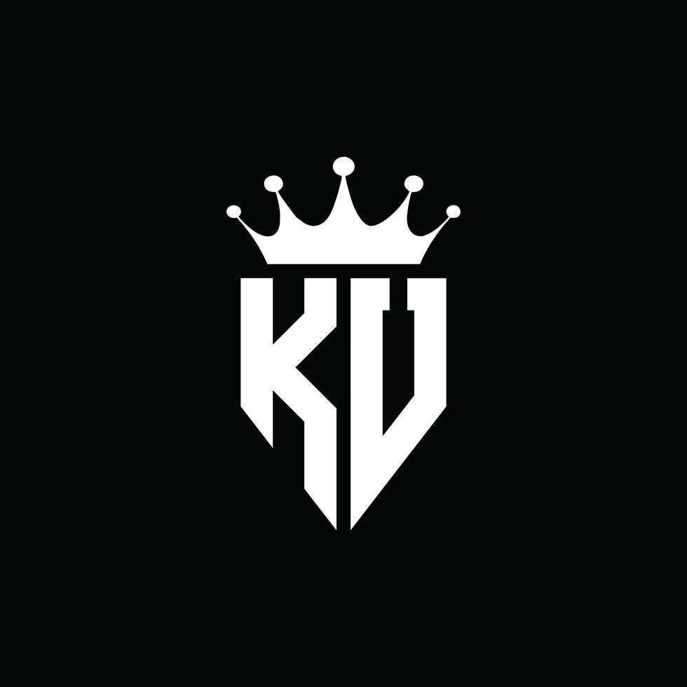 Estilo do emblema do monograma do logotipo ku com modelo de design em forma de coroa vetor