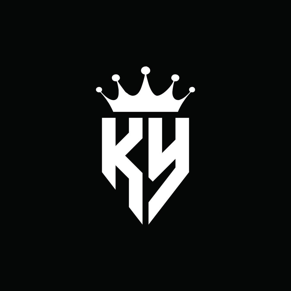 Estilo do emblema do monograma do logotipo da ky com modelo de design em forma de coroa vetor