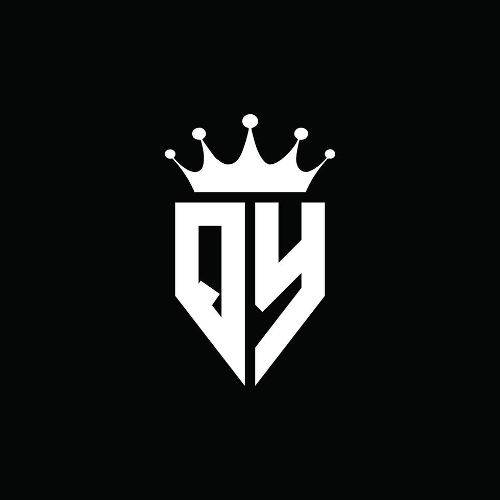 Estilo do emblema do monograma do logotipo qy com modelo de design em forma de coroa vetor