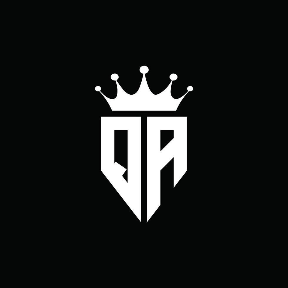 Estilo do emblema do monograma do logotipo qa com modelo de design em forma de coroa vetor