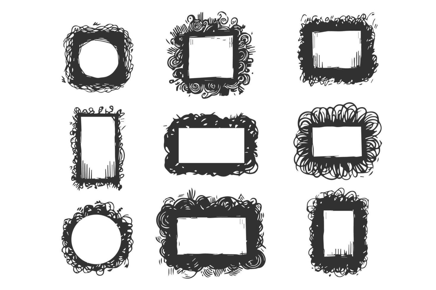 mão desenhado rabisco diferente quadros vetor