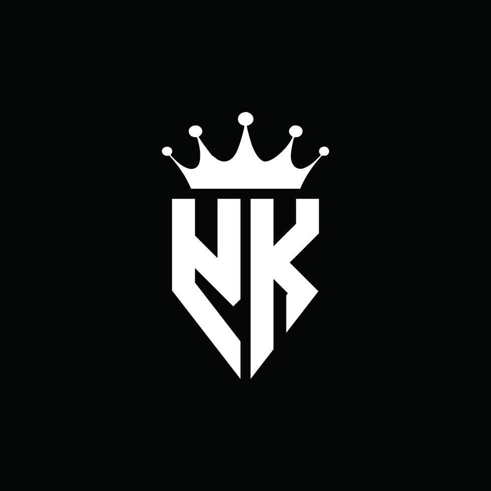 Estilo do emblema do monograma do logotipo yk com modelo de design em forma de coroa vetor