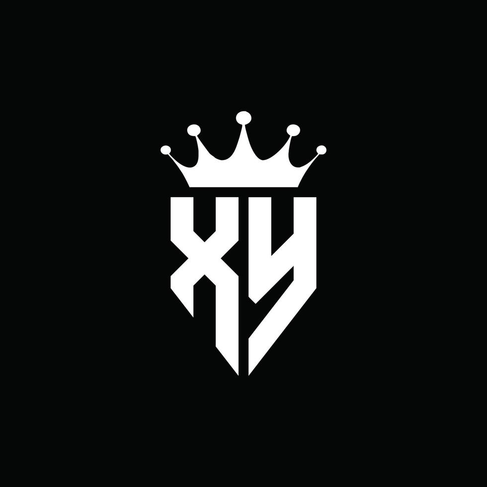 Estilo do emblema do monograma do logotipo xy com modelo de design em forma de coroa vetor