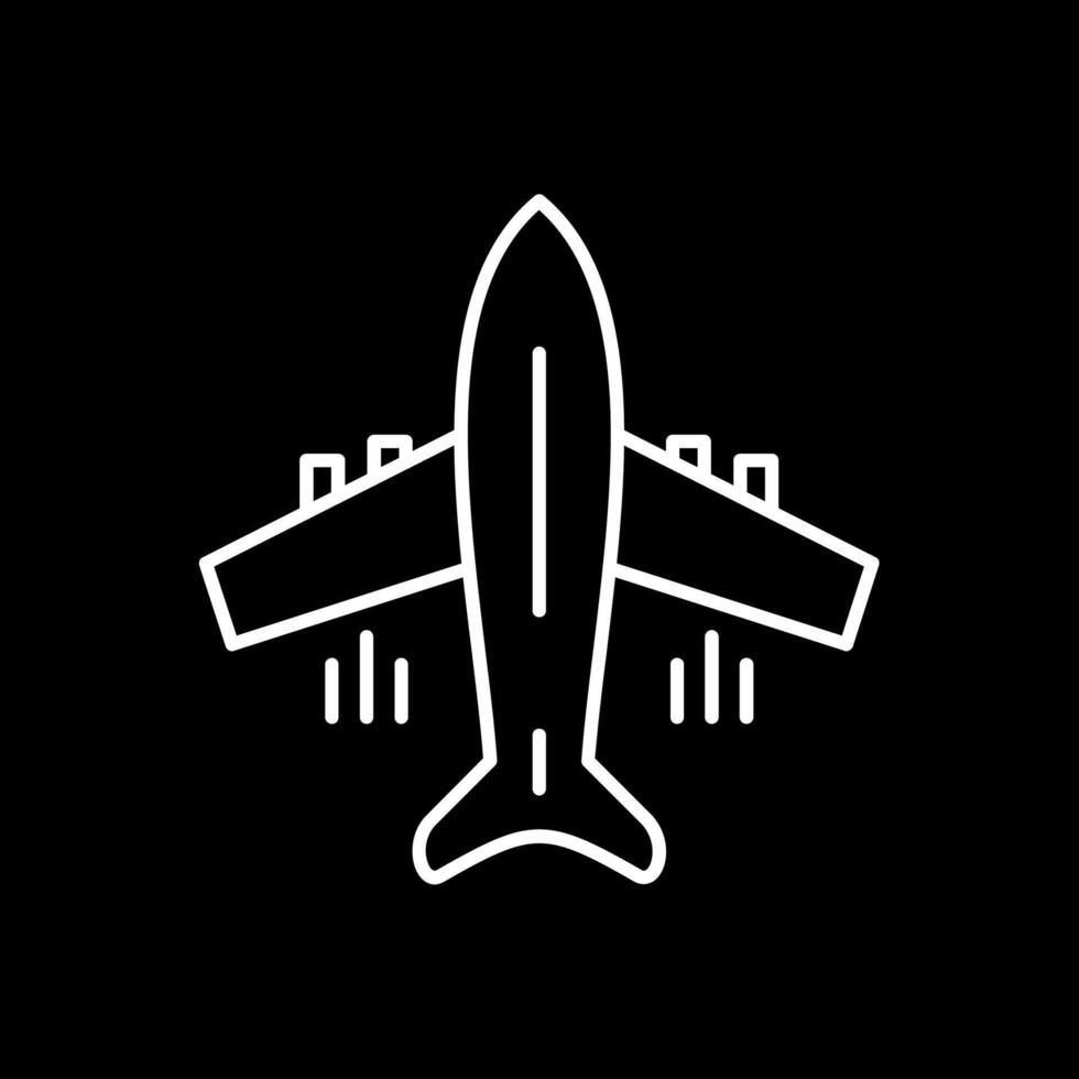 ícone invertido de linha de avião voando vetor