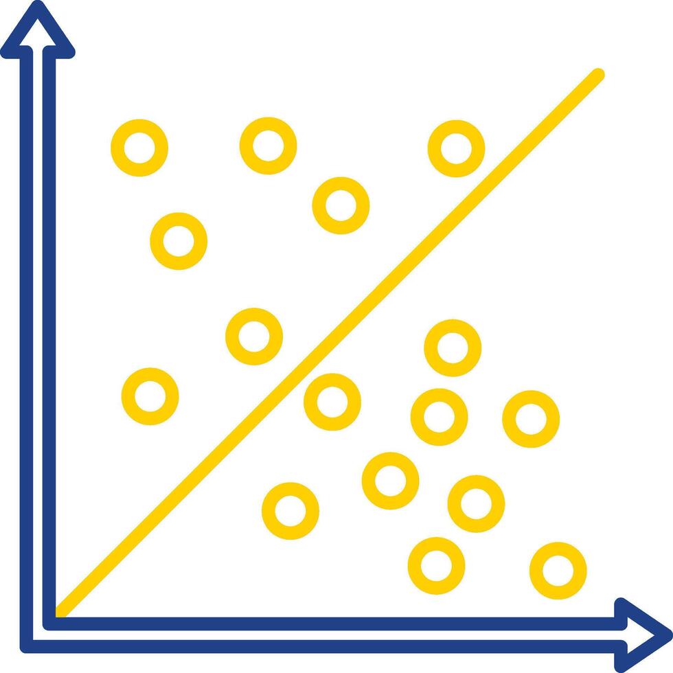 ícone de duas cores de linha de gráfico de dispersão vetor