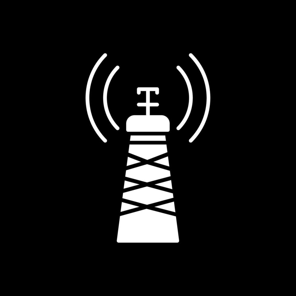 ícone invertido do glifo da torre de sinal vetor