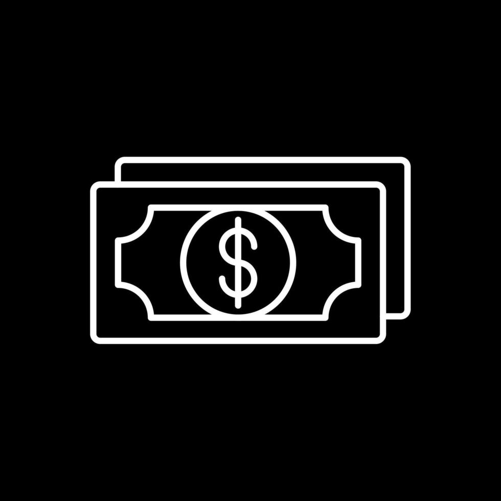ícone invertido de linha de dinheiro vetor