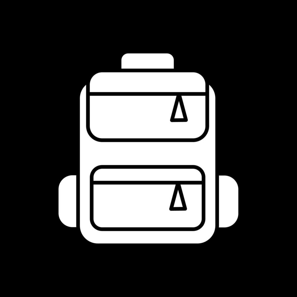 ícone invertido de glifo de mochila vetor