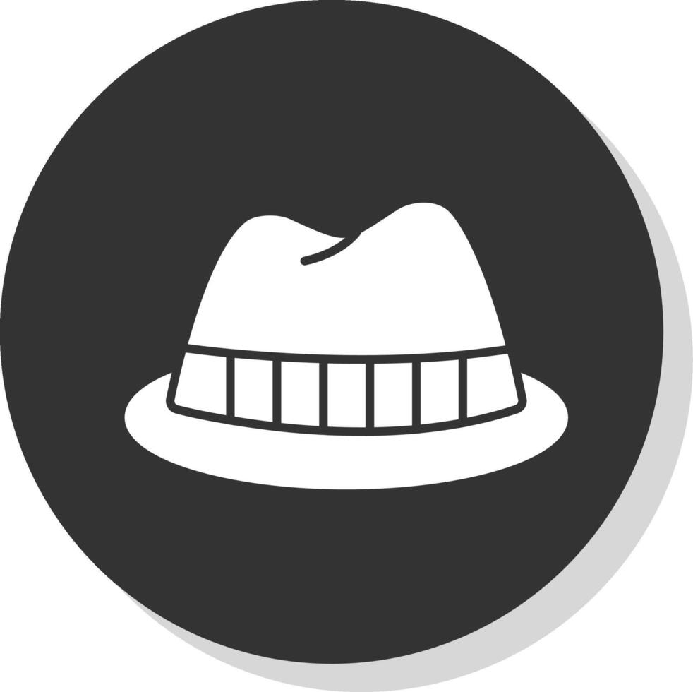 fedora chapéu glifo cinzento círculo ícone vetor