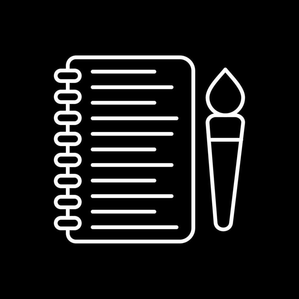 caderno de desenho linha invertido ícone vetor