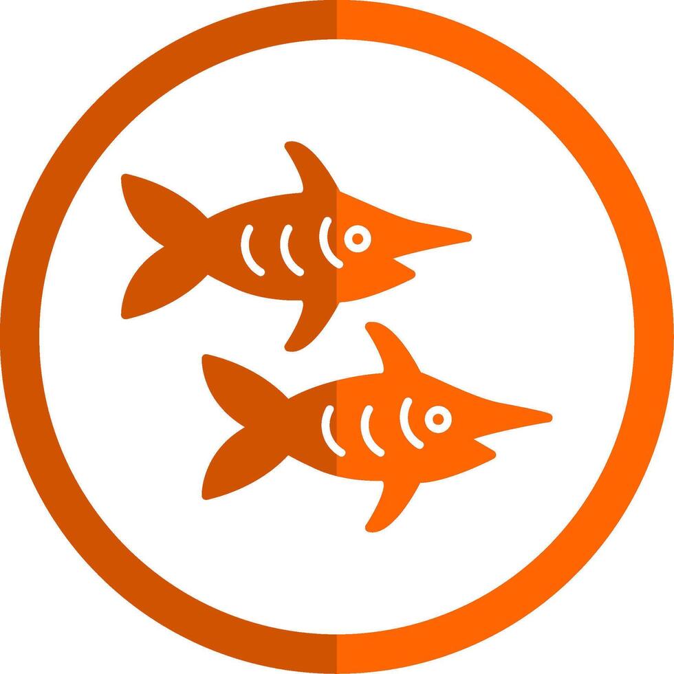 peixe-espada glifo laranja círculo ícone vetor