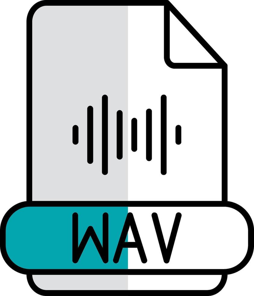 wav formato preenchidas metade cortar ícone vetor