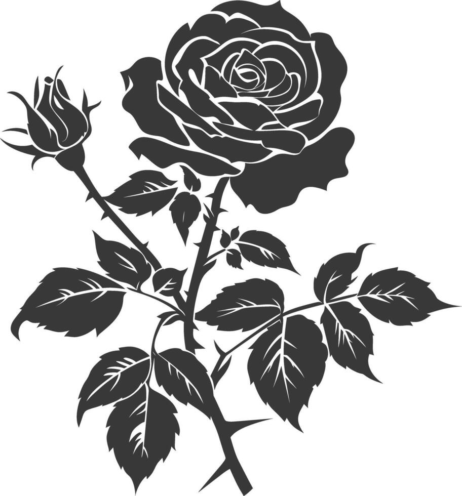 ai gerado silhueta rosa flor Preto cor só vetor