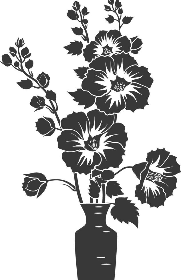 silhueta malvas flor dentro a vaso Preto cor só vetor