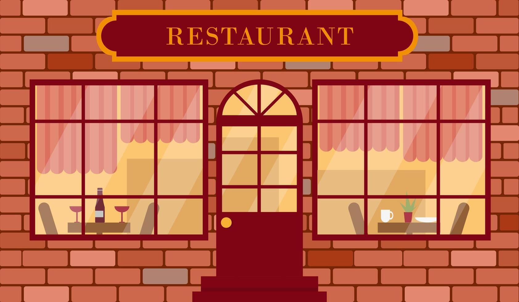 detalhado restaurante fachada ilustração. vetor
