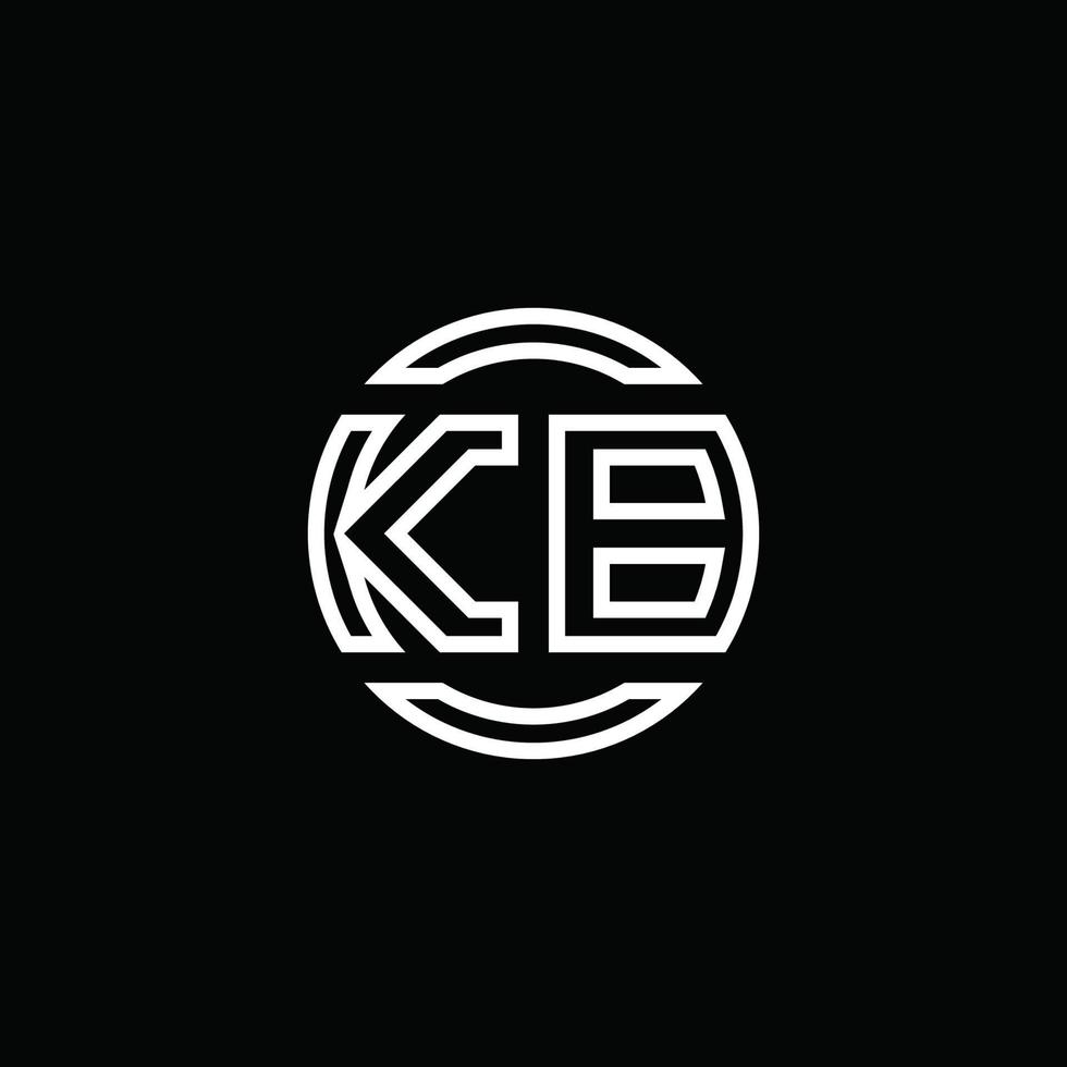 Monograma do logotipo kb com modelo de design arredondado de círculo de espaço negativo vetor