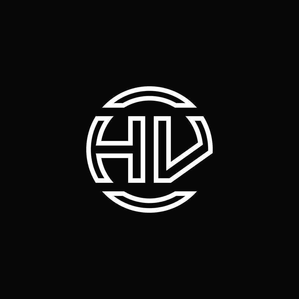 Monograma de logotipo hb com modelo de design arredondado de círculo de espaço negativo vetor