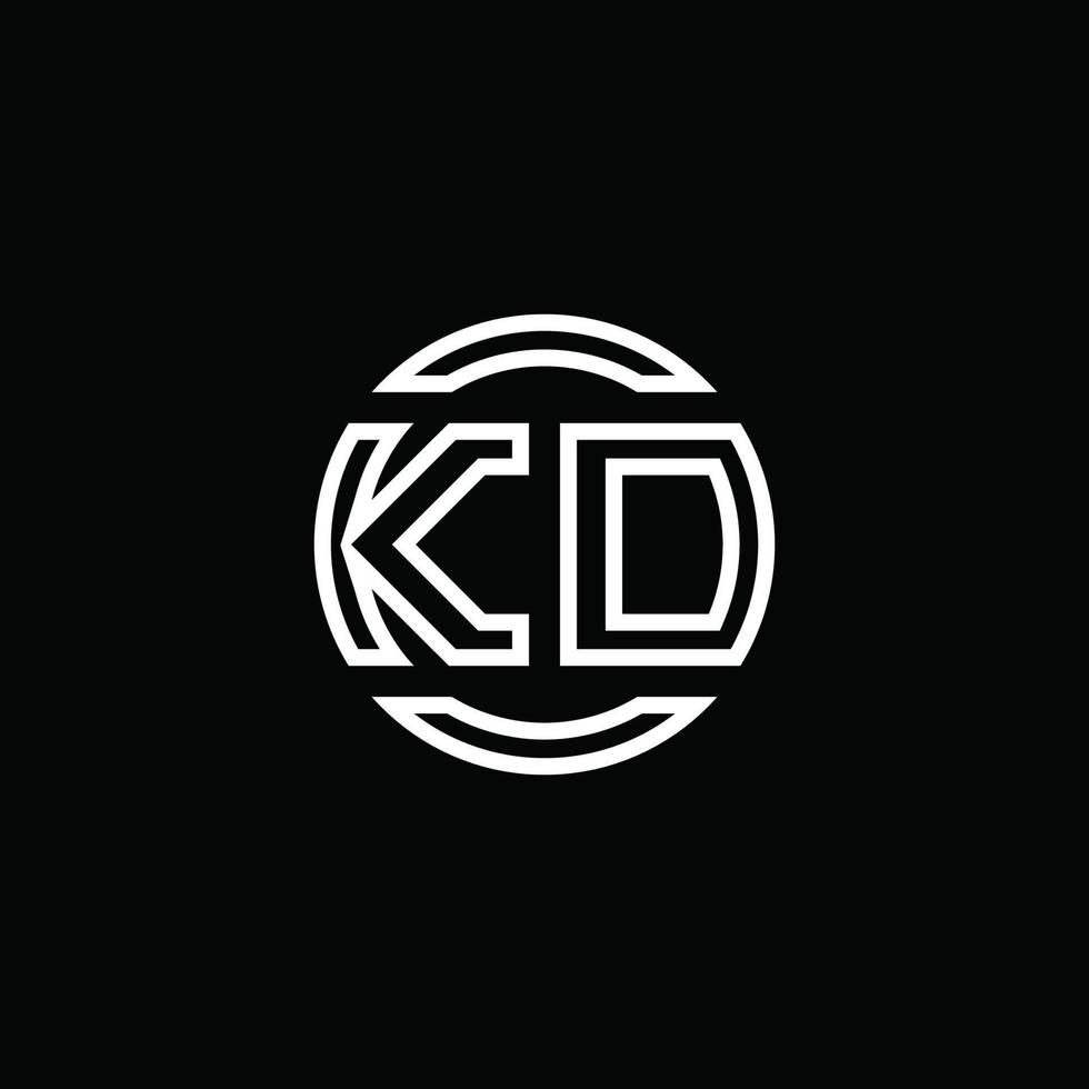 Monograma do logotipo kd com modelo de design arredondado de círculo de espaço negativo vetor