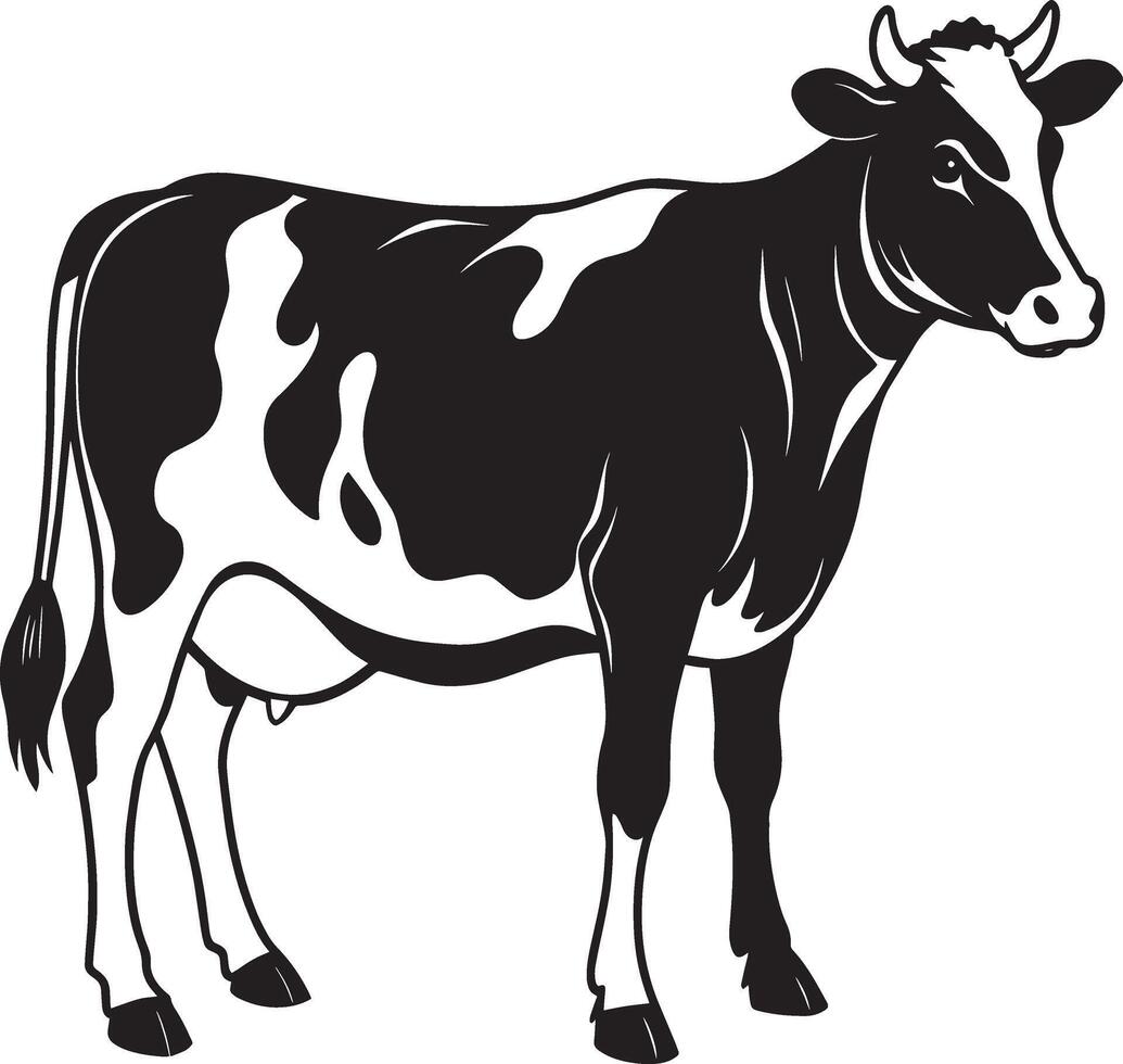 Preto e branco vaca isolado em uma branco fundo. vetor